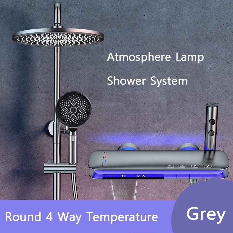 Luxury Villa Shower System with Ambient Light and Thermostatic Faucet