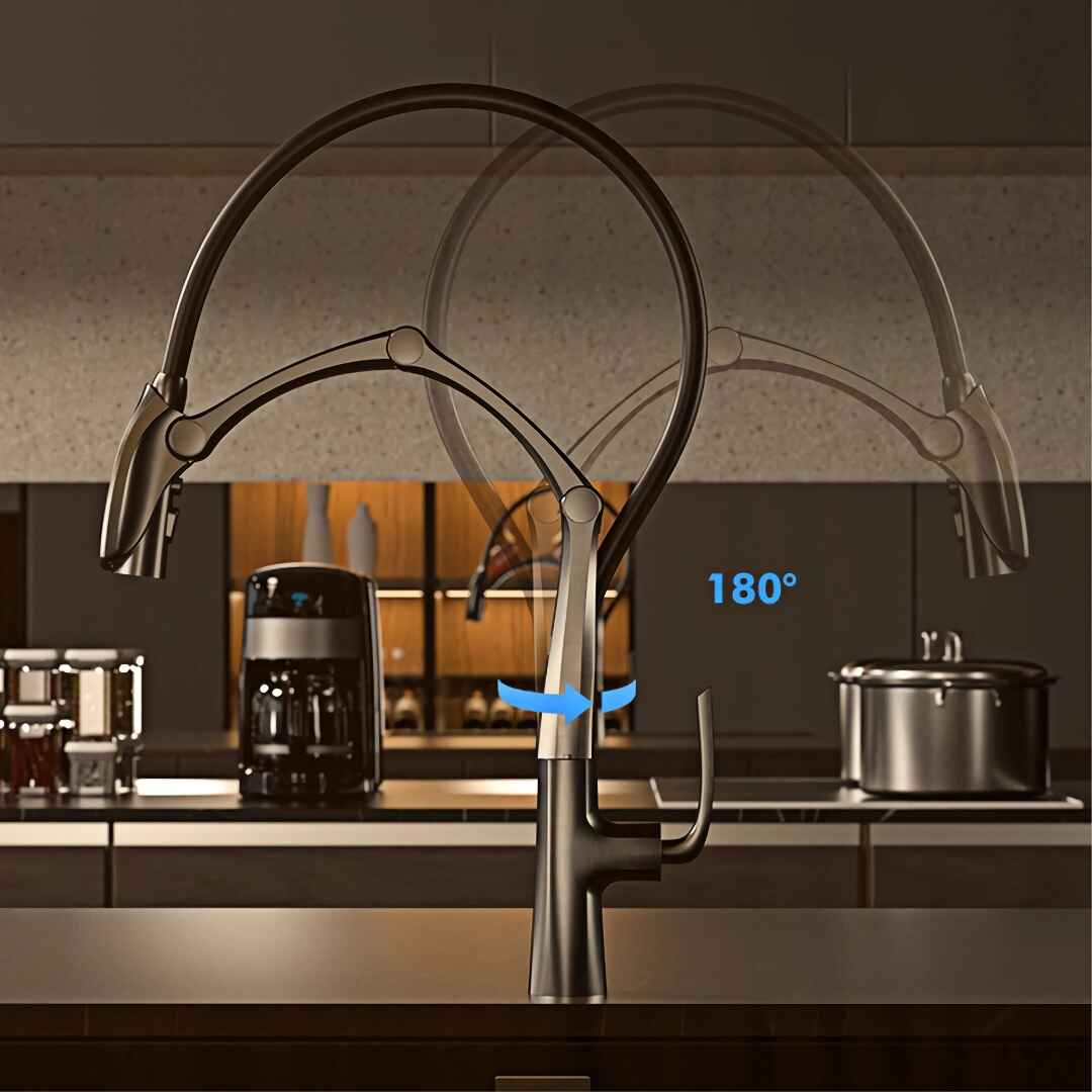 Luxury Gun Gray Digital Display Kitchen Faucet