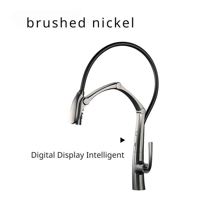 Luxury Gun Gray Digital Display Kitchen Faucet