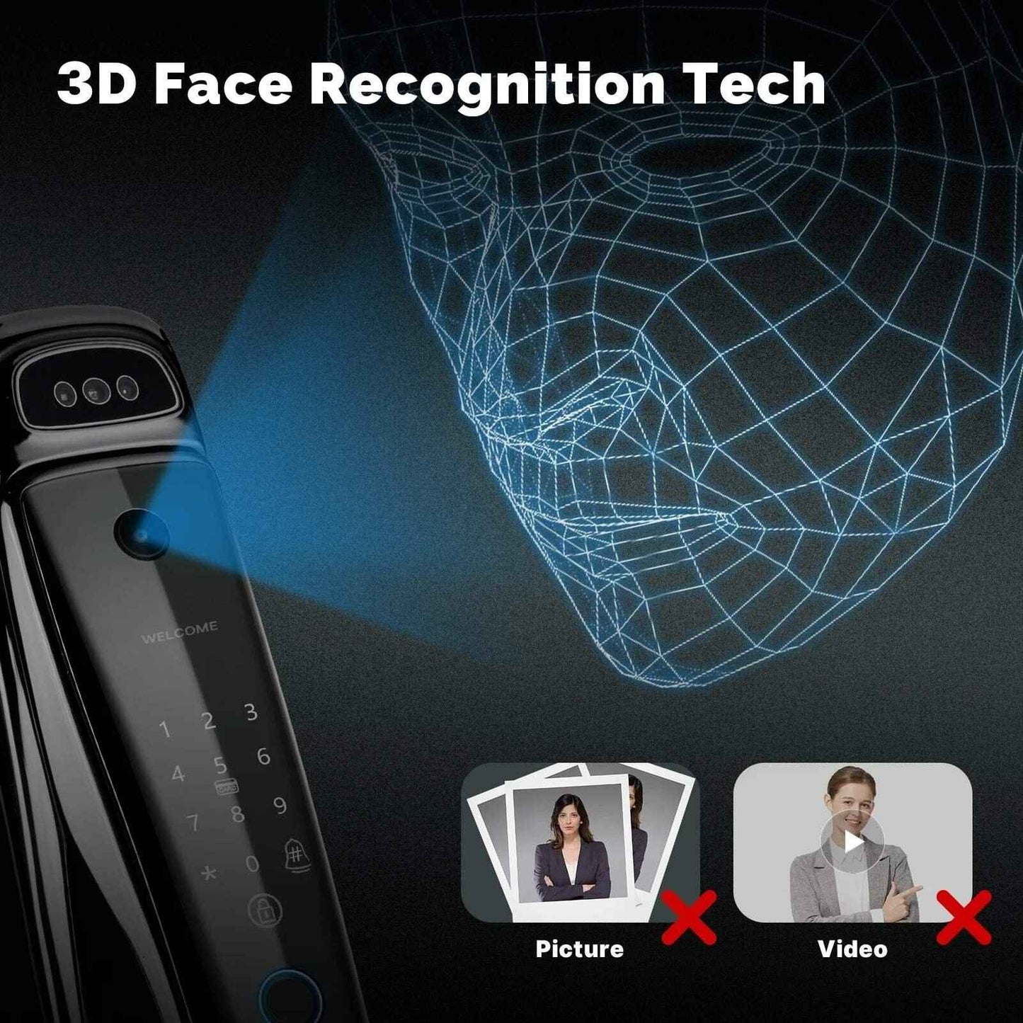 WiFi Smart Security Door Lock with 3D Face Recognition