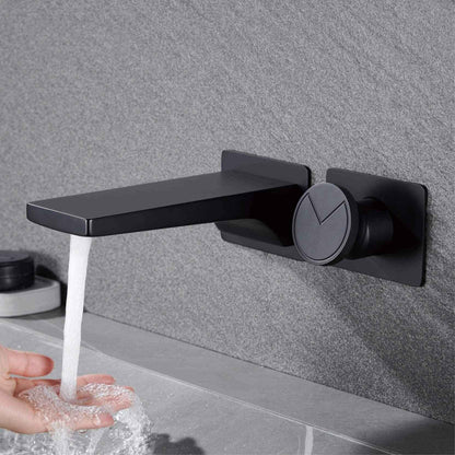 Luxury Wall-Mounted Black Brass Bathroom Faucet