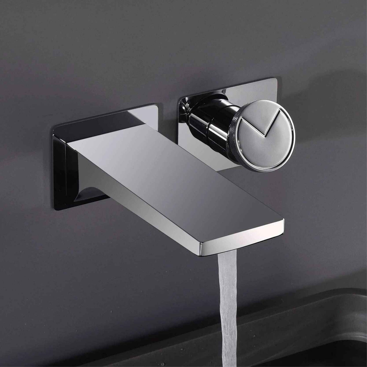 Luxury Wall-Mounted Black Brass Bathroom Faucet