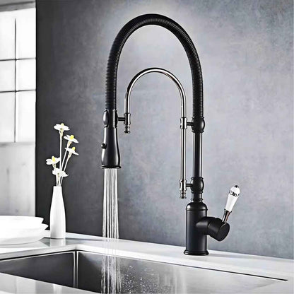 Gold Brass Kitchen Faucet with Retro Design