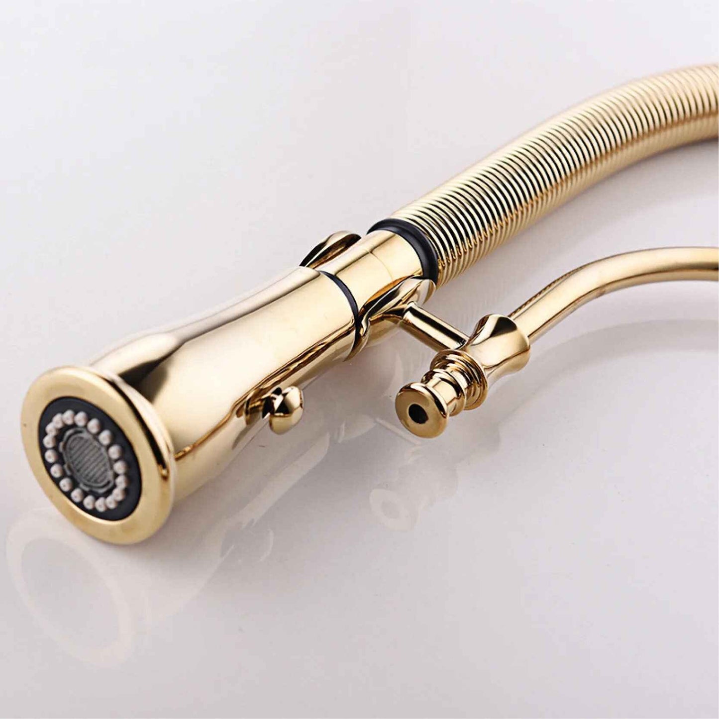 Gold Brass Kitchen Faucet with Retro Design