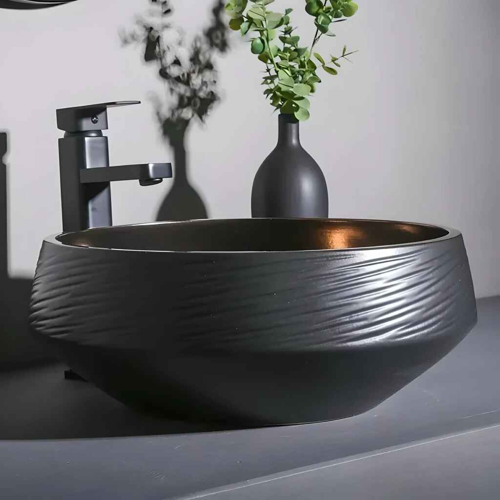 Elegant Blue Ceramic Basin for Bathroom and Balcony