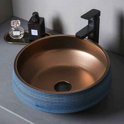 Elegant Blue Ceramic Basin for Bathroom and Balcony