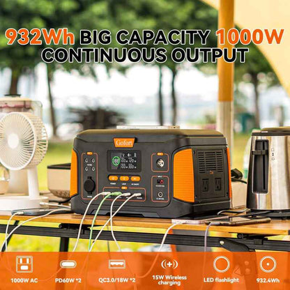 1000W Portable Power Station with 932Wh Solar Generator Battery