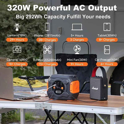 Portable Solar Power Station 320W - Emergency Generator 292Wh AC Battery Pack