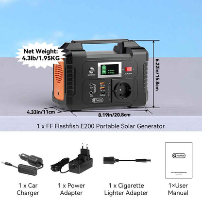 Portable 200W Solar Generator with AC Outlet & USB Ports