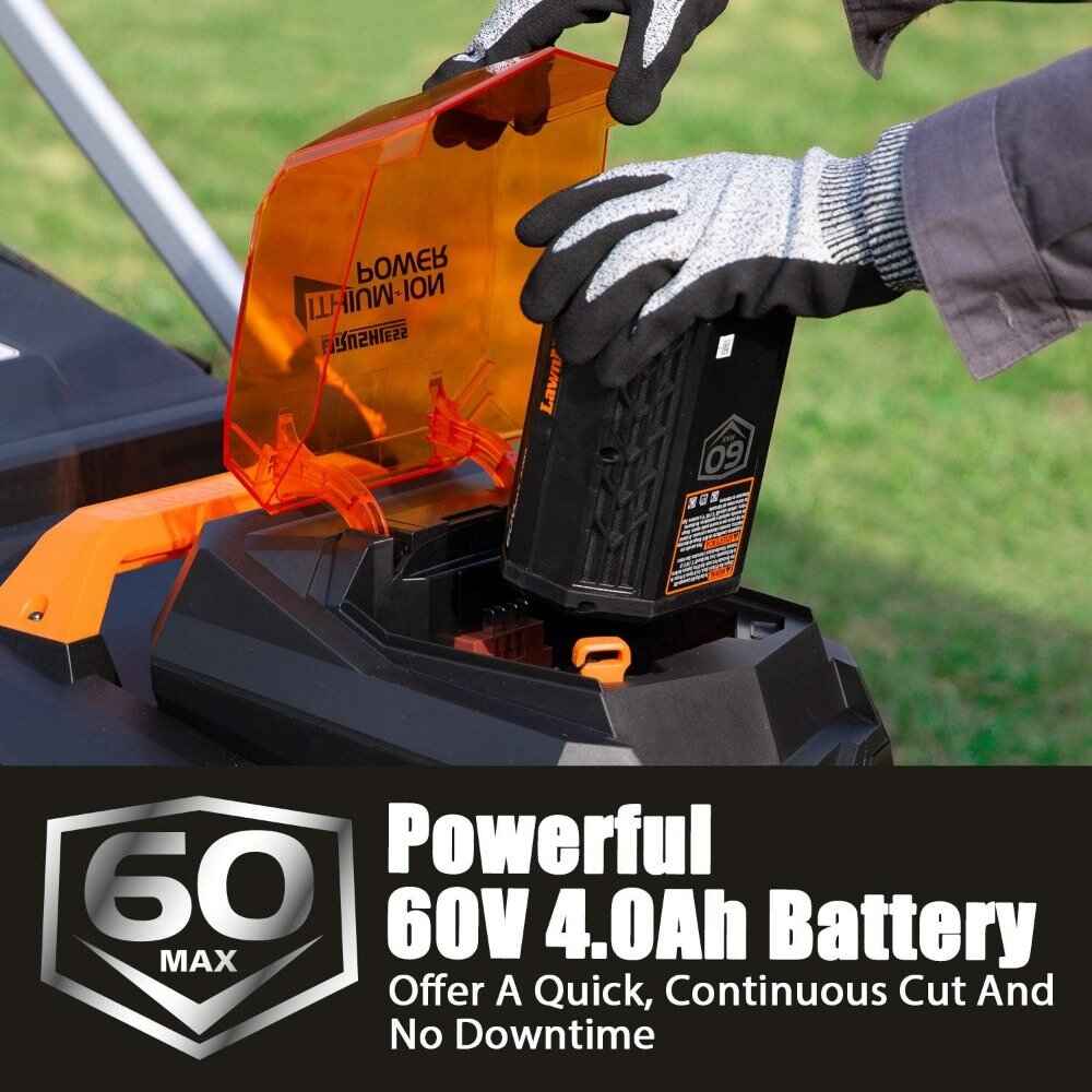 Cordless 21-Inch Brushless Push Lawn Mower 60V Max with Battery & Fast Charger