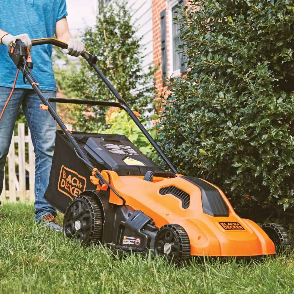 Powerful Electric Lawn Mower with 20-Inch Deck Outside