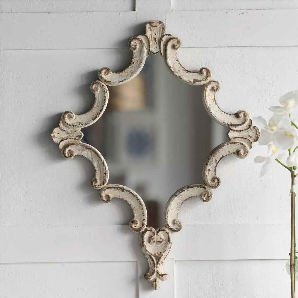 Modern Square Macrame Wall Mirror Front View