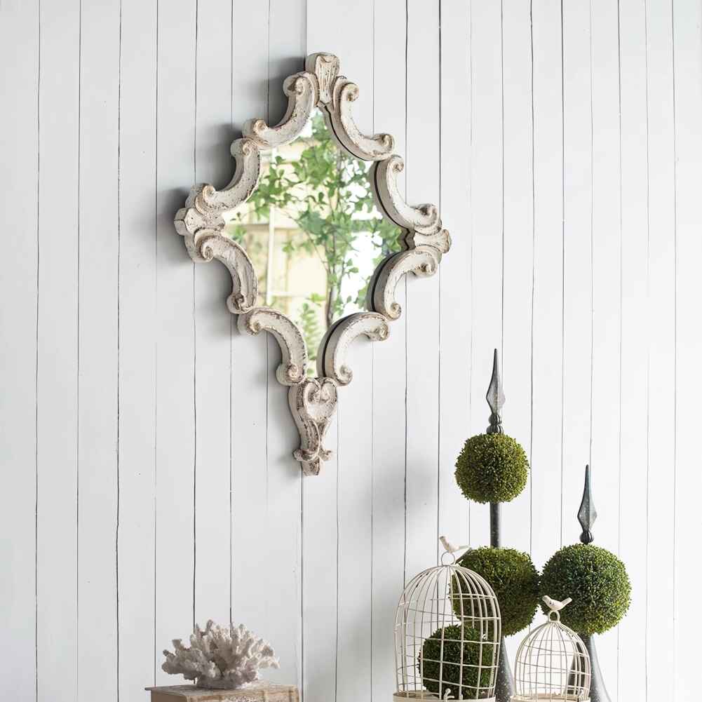 Modern Square Macrame Wall Mirror Side View