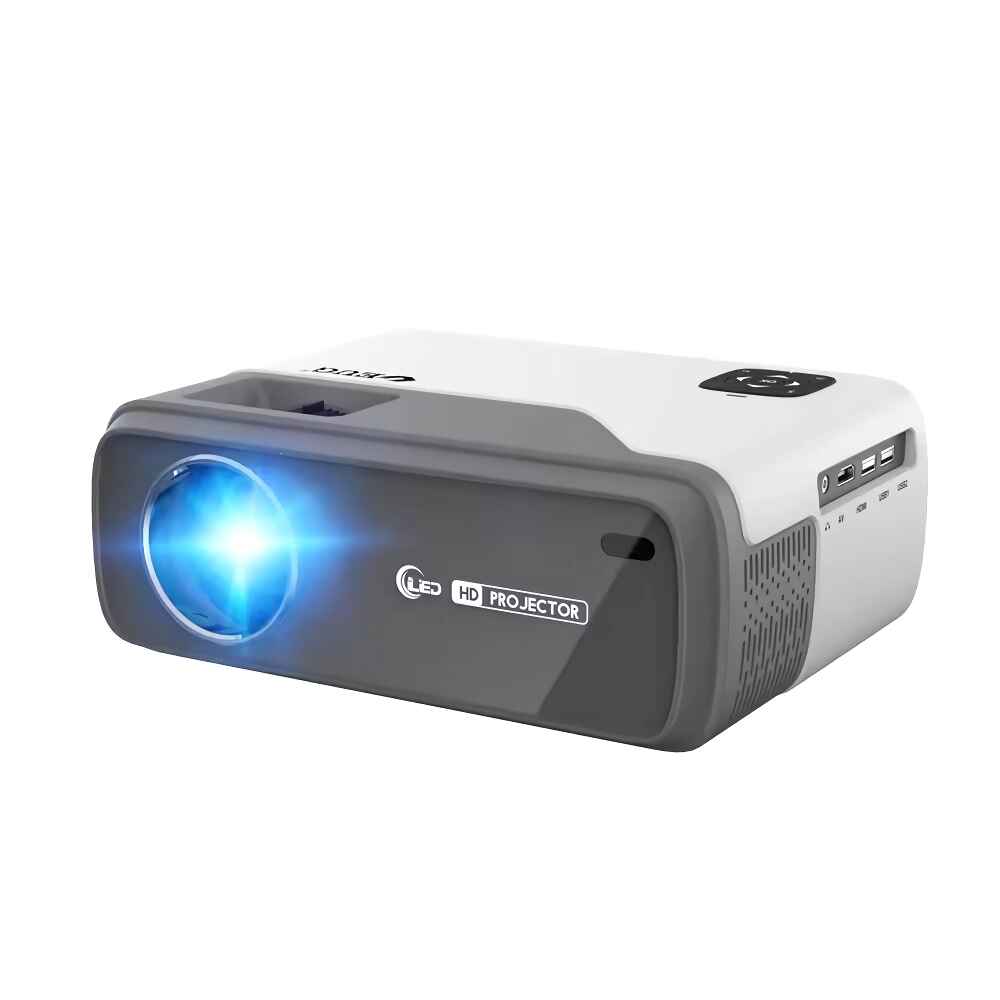 1080p Full HD Smart Projector with 4K Support, WiFi, and Bluetooth White Background