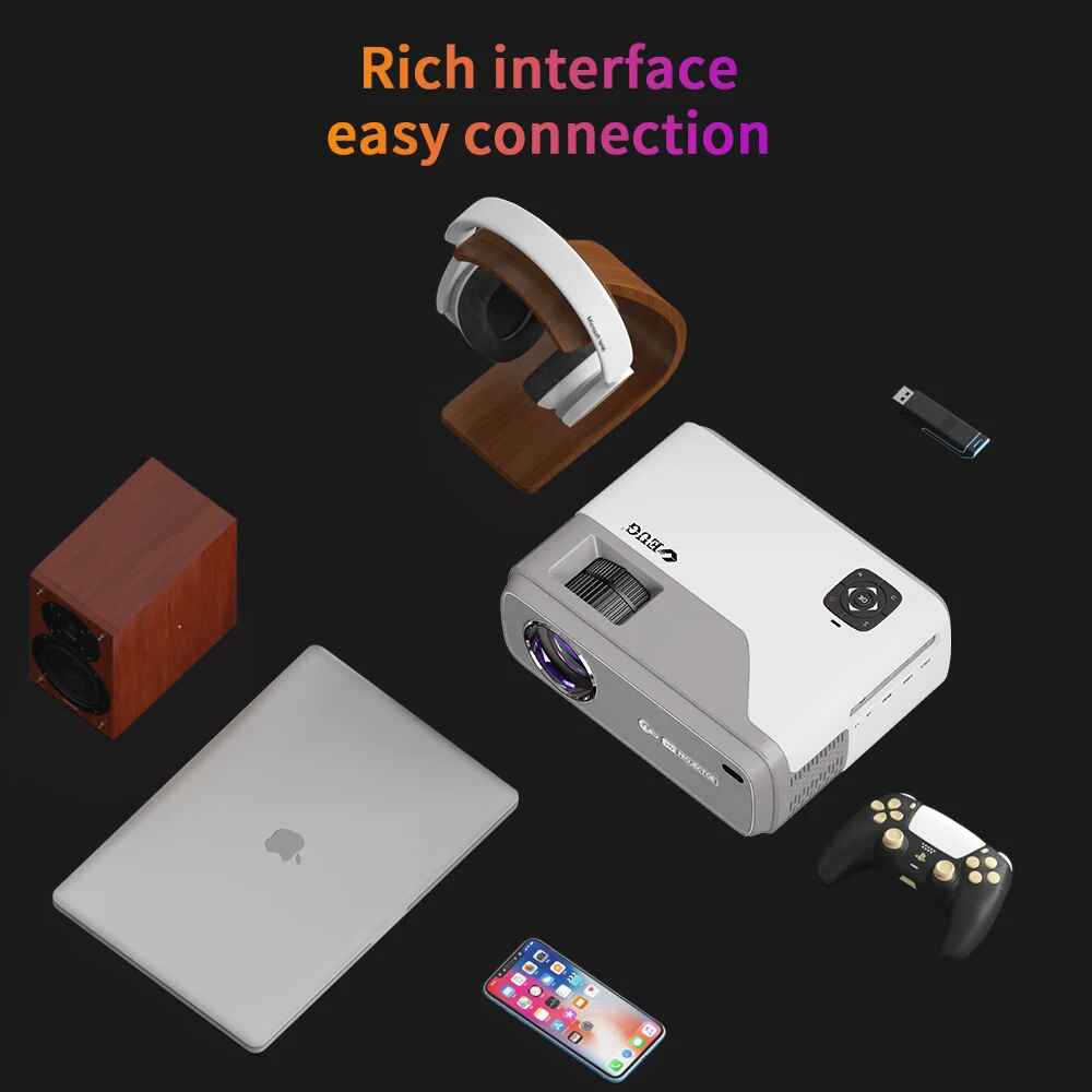 1080p Full HD Smart Projector with 4K Support, WiFi, and Bluetooth Easy Connection