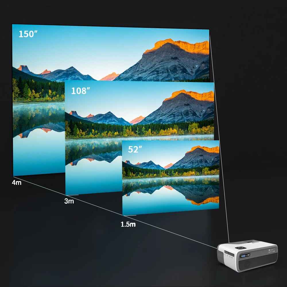 1080p Full HD Smart Projector with 4K Support, WiFi, and Bluetooth Wide Range