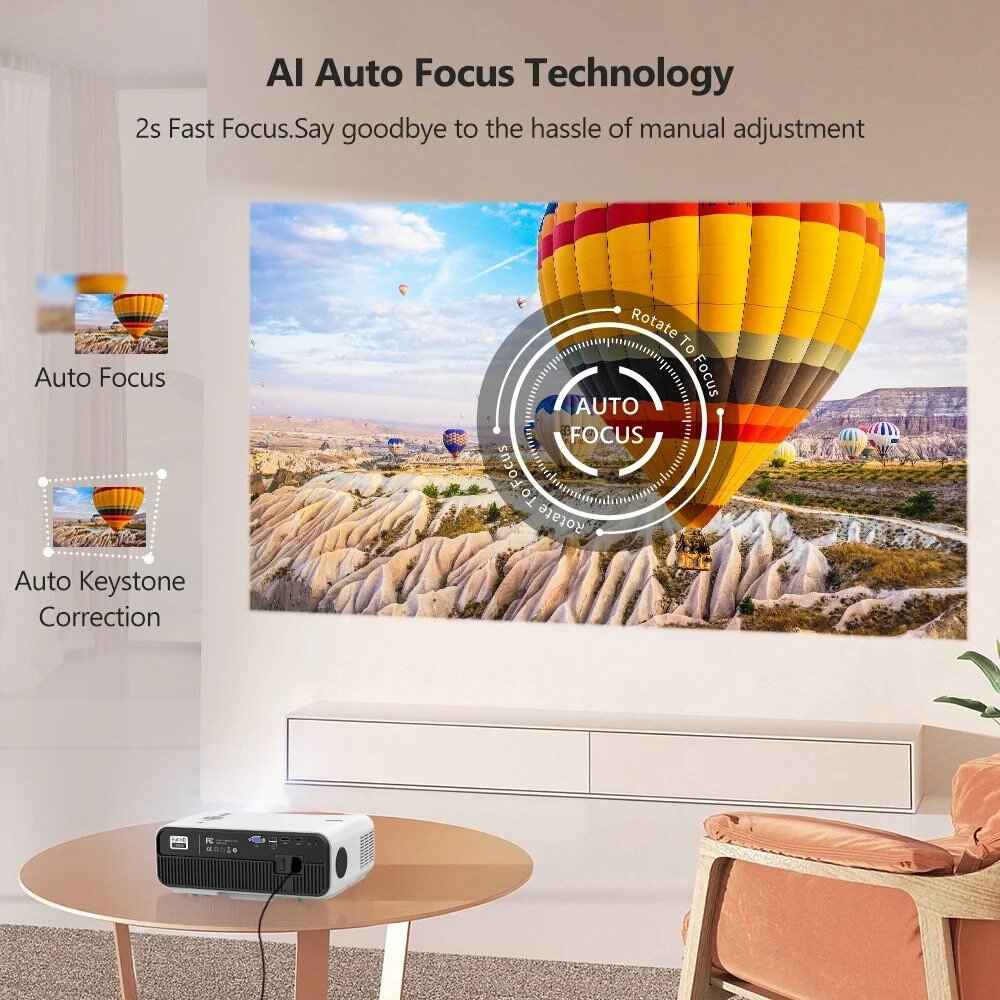 High Brightness 4K WiFi Projector Auto Focus