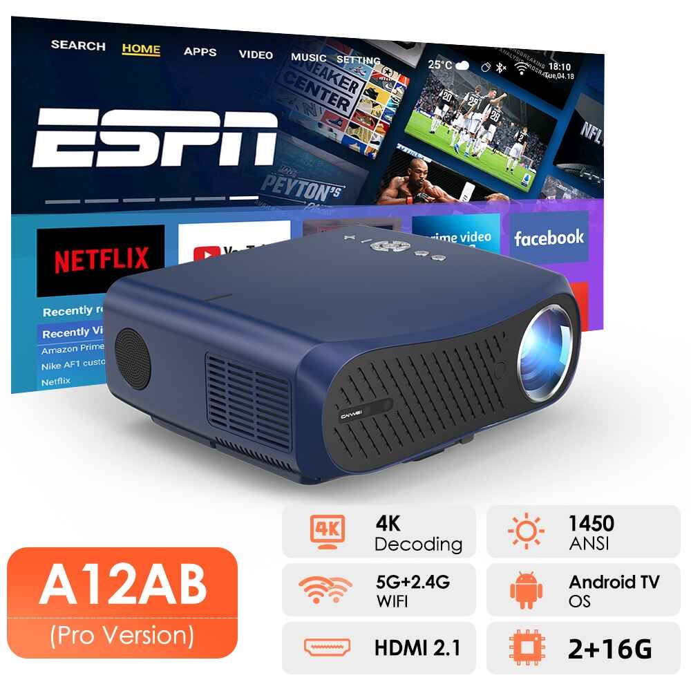 High Brightness 4K WiFi Projector Blue