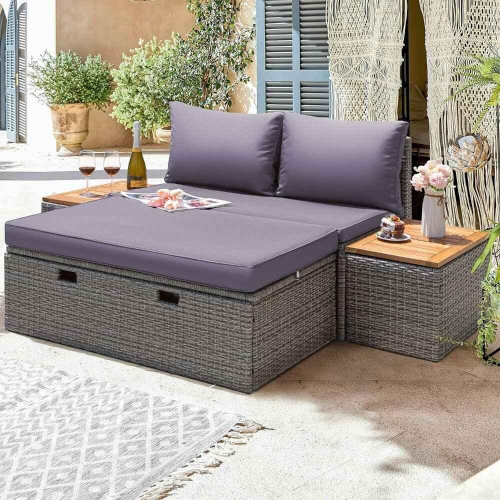 Multifunctional Outdoor Sectional Sofa with Storage Side view