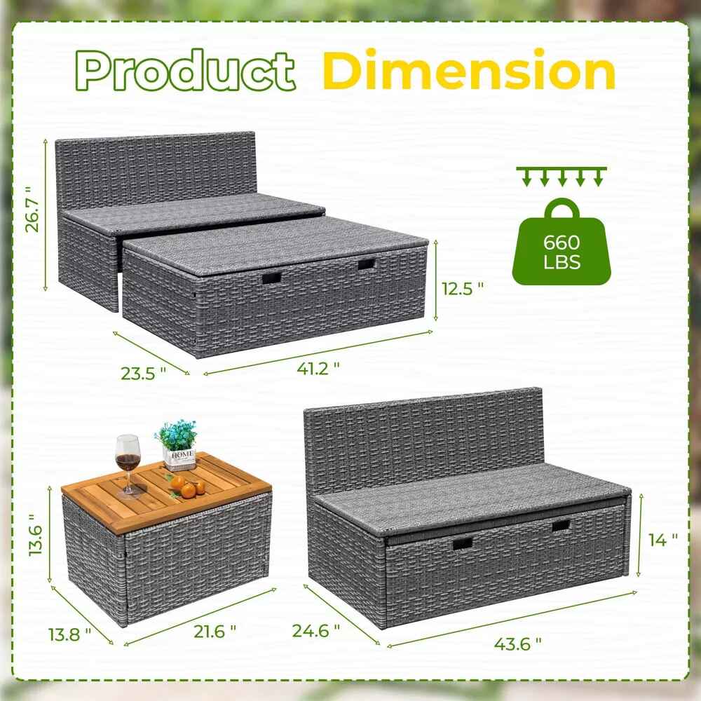 Multifunctional Outdoor Sectional Sofa with Storage Dimension and Weight