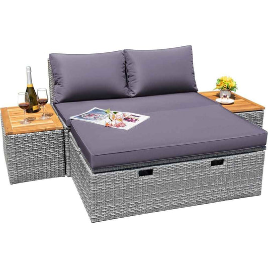 Multifunctional Outdoor Sectional Sofa with Storage White Background