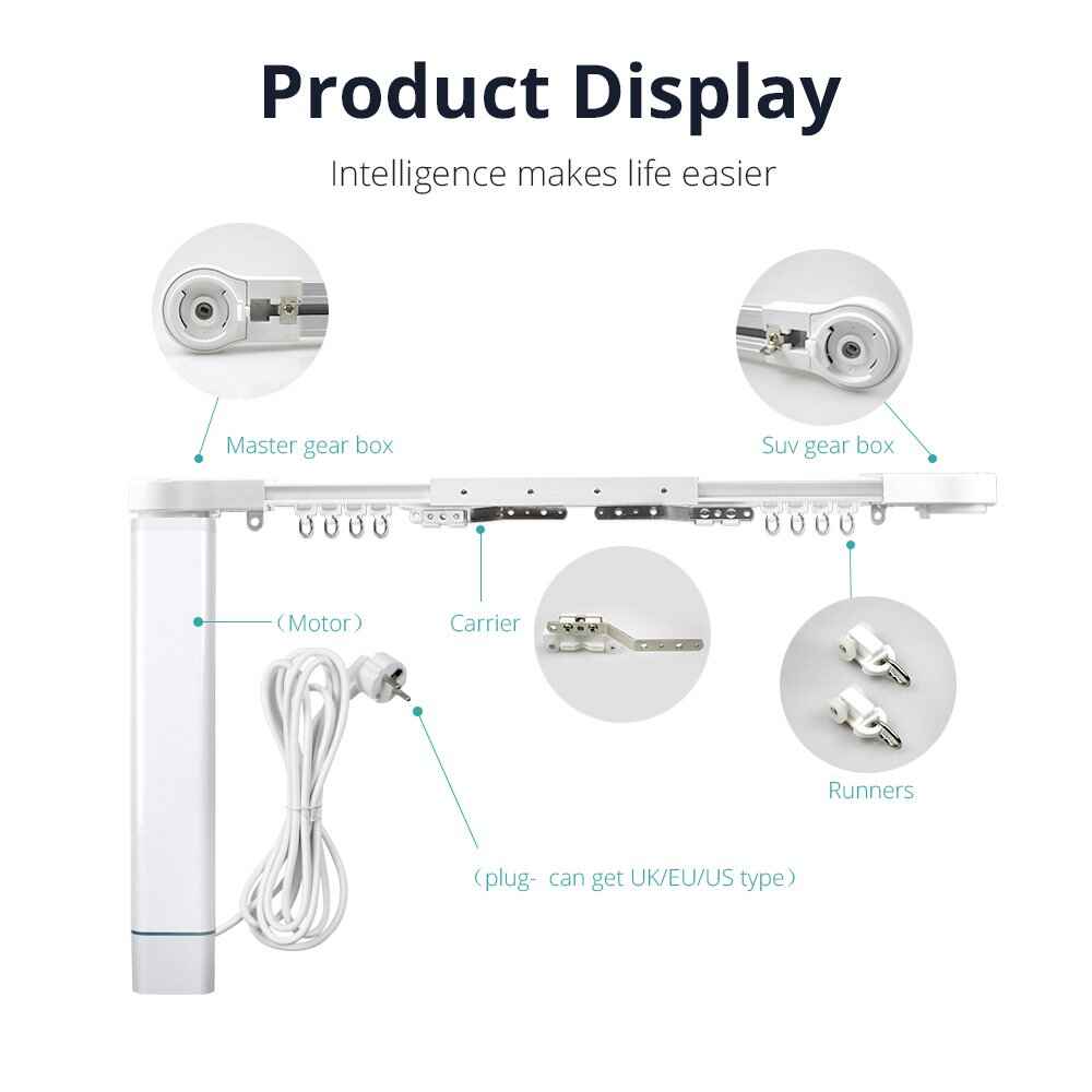 Smart WiFi Motorized Curtain Track with Voice Control Features