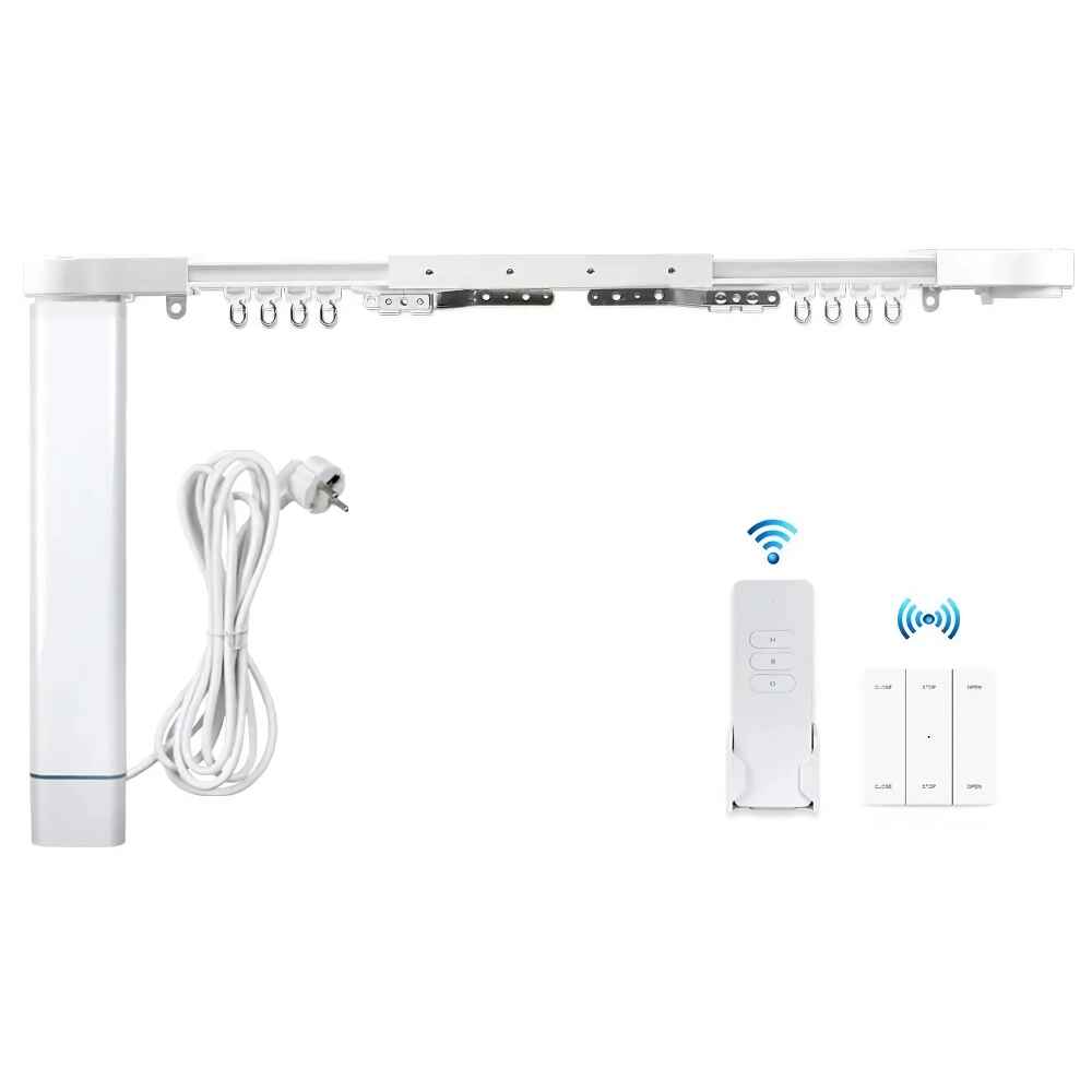 Smart WiFi Motorized Curtain Track with Voice Control White Background