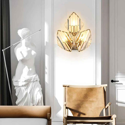 Modern Gold Crystal LED Wall Sconce in the living room