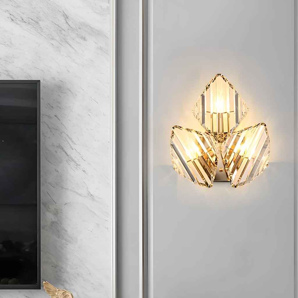 Modern Gold Crystal LED Wall Sconce Front view