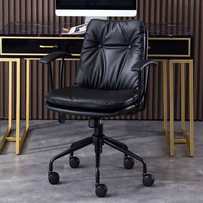 Ergonomic Leather Executive & Gaming Office Chair with Wheels Black