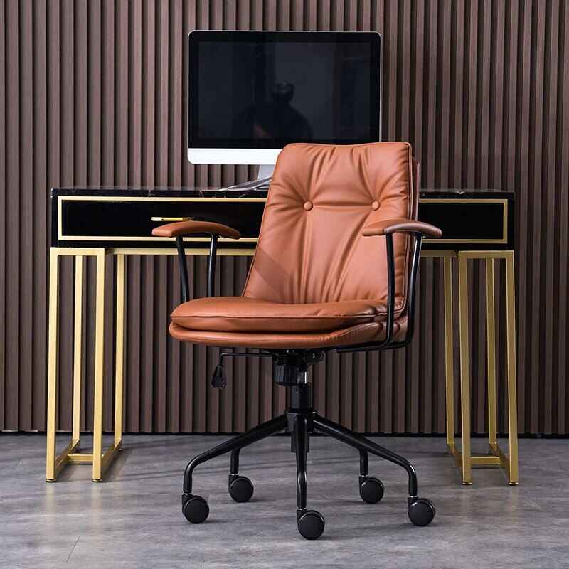 Ergonomic Leather Executive & Gaming Office Chair with Wheels Brown 