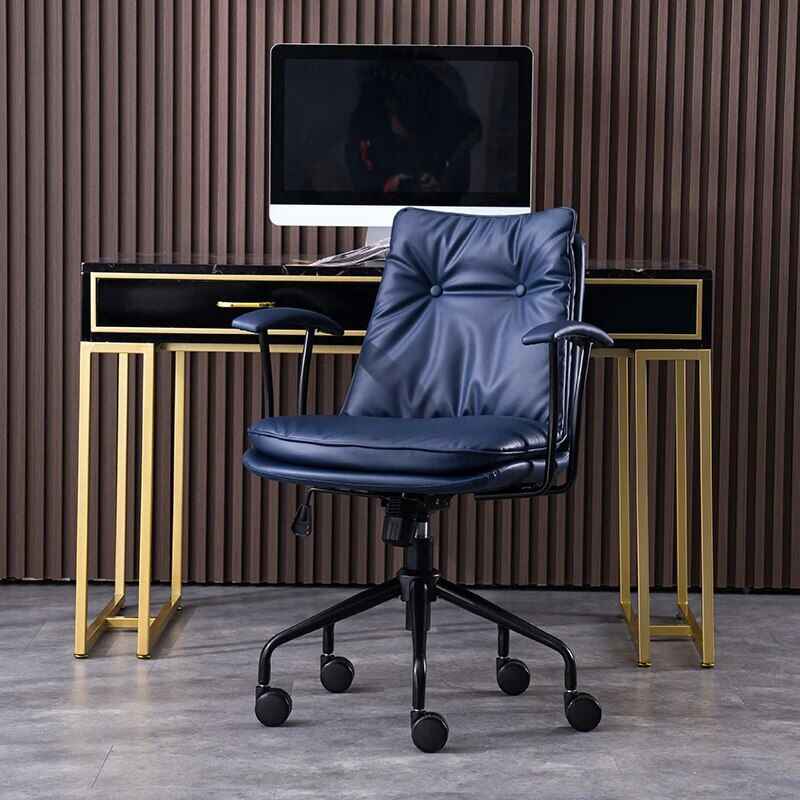 Ergonomic Leather Executive & Gaming Office Chair with Wheels Blue