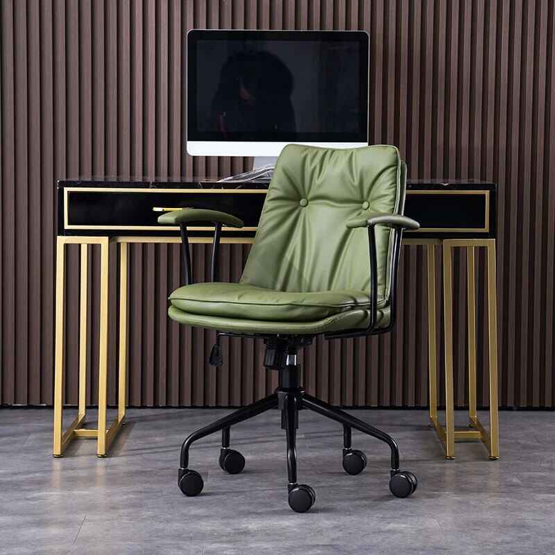 Ergonomic Leather Executive & Gaming Office Chair with Wheels Green