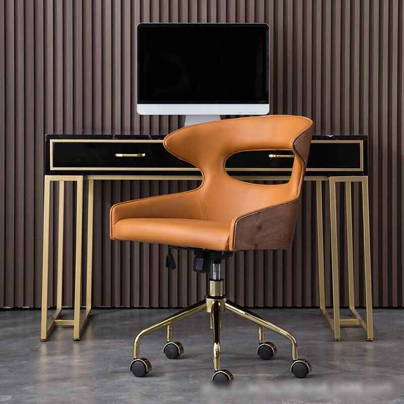 ComfortCraft Luxe Ergonomic Office Chair – PU Leather, Adjustable, Rotating Light brown