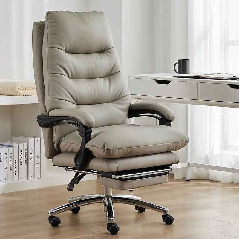 Modern Ergonomic Swivel Office Chair with Handrails and Rollers Light gray