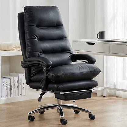 Modern Ergonomic Swivel Office Chair with Handrails and Rollers Black