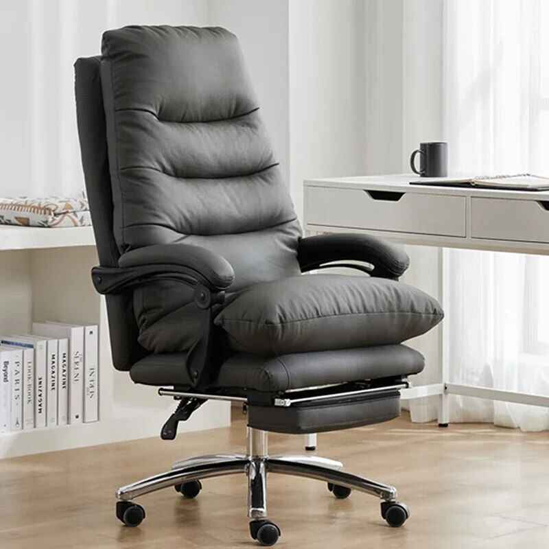 Modern Ergonomic Swivel Office Chair with Handrails and Rollers Gray