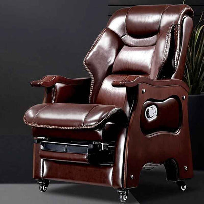 Premium Leather Swivel Executive Office Chair Ergonomic, Rotatable, with Armrests Left side view