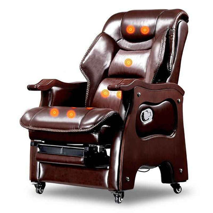 Premium Leather Swivel Executive Office Chair Ergonomic, Rotatable, with Armrests Brown