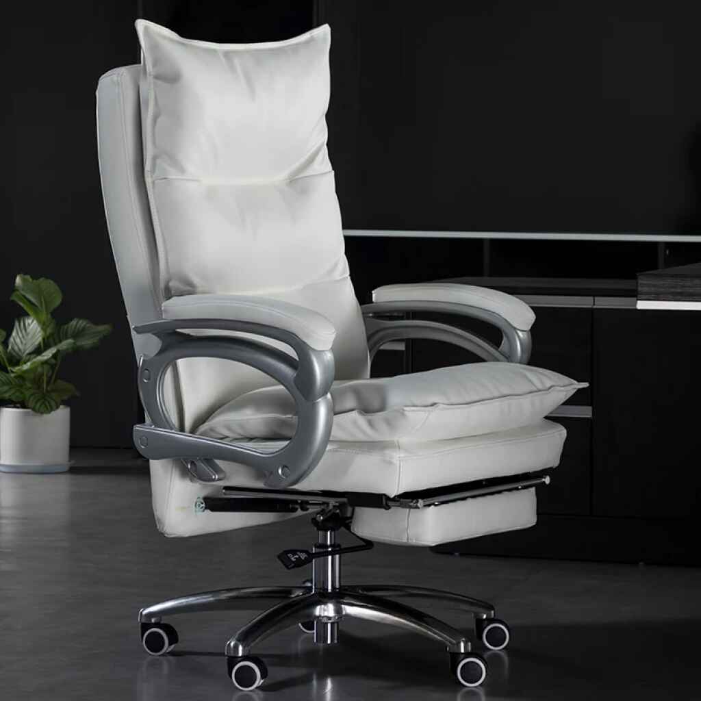 Ergonomic Gaming & Office Swivel Chair: Recliner, Study, and Dining Comfort White