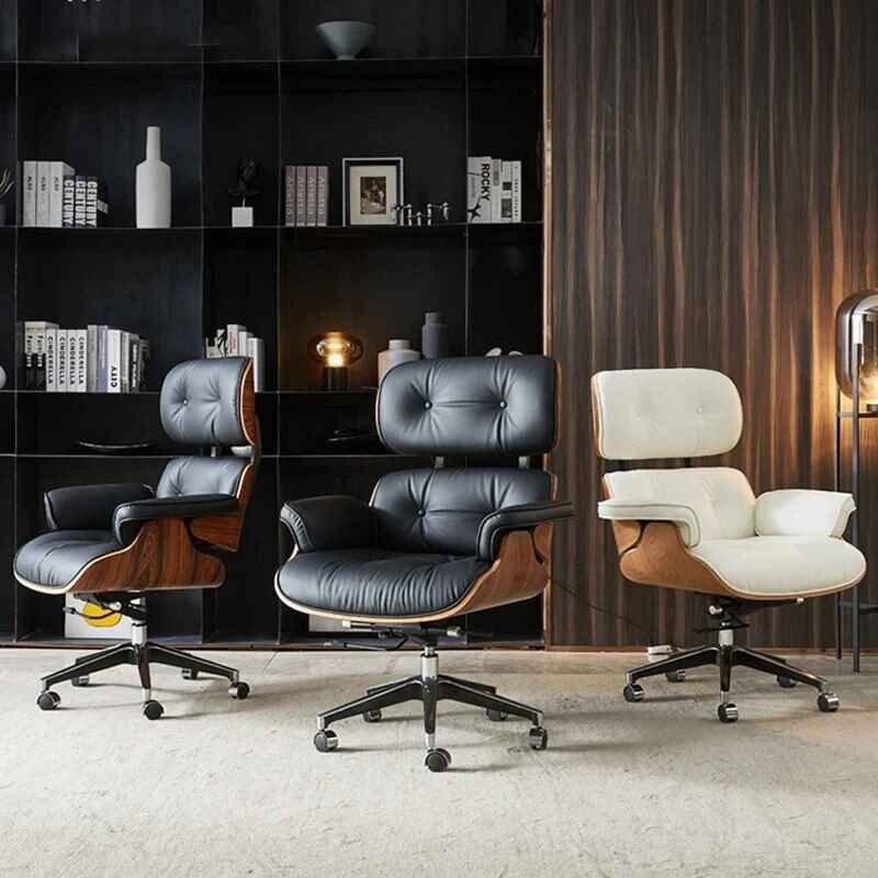 Modern Leather Executive Office Chair - Swivel & Recliner, Ergonomic Design with Handrails and Rollers 3 Variants