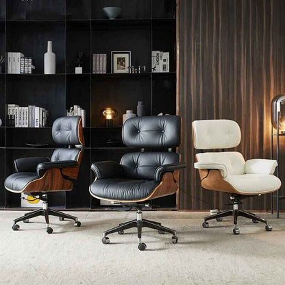 Modern Leather Executive Office Chair - Swivel & Recliner, Ergonomic Design with Handrails and Rollers 3 Variants