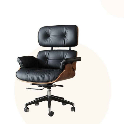 Modern Leather Executive Office Chair - Swivel & Recliner, Ergonomic Design with Handrails and Rollers White background