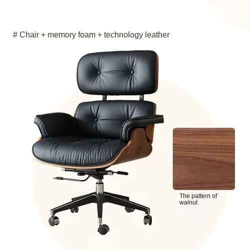 Modern Leather Executive Office Chair - Swivel & Recliner, Ergonomic Design with Handrails and Rollers 