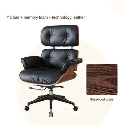 Modern Leather Executive Office Chair - Swivel & Recliner, Ergonomic Design with Handrails and Rollers White background