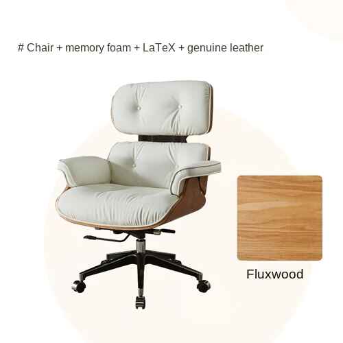 Modern Leather Executive Office Chair - Swivel & Recliner, Ergonomic Design with Handrails and Rollers White-Fluxwood