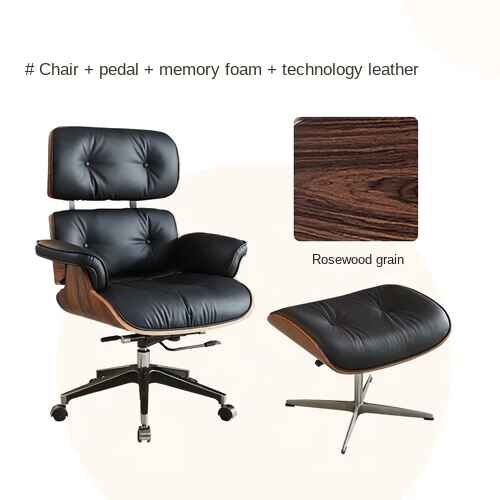 Modern Leather Executive Office Chair - Swivel & Recliner, Ergonomic Design with Handrails and Rollers Rose wood