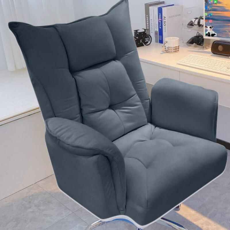 Ergonomic Swivel Office Chair with Footrest and Fixed Handrails Dark Gray cloth