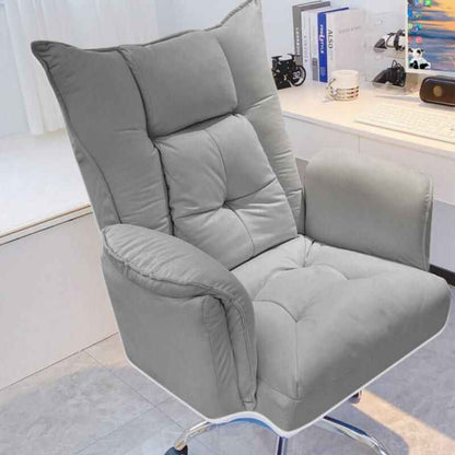 Ergonomic Swivel Office Chair with Footrest and Fixed Handrails Light Gray Cloth