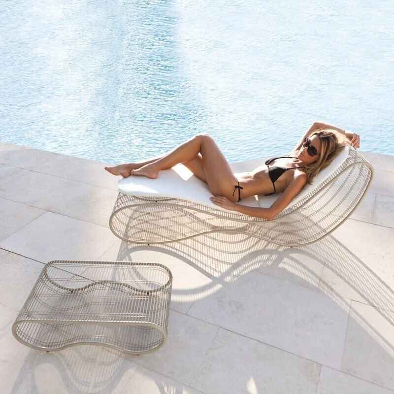 Luxury Minimalist Sun Lounger - Ergonomic Patio and Beach Chair Upper View